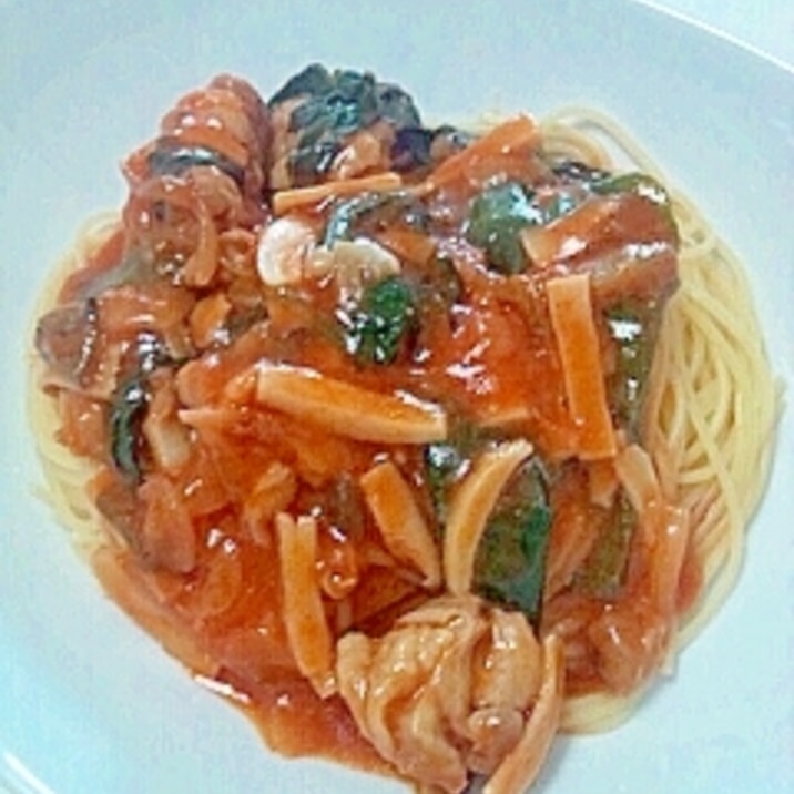 トマトジュースで 鶏もも肉とエリンギのパスタ レシピ 作り方 By まめつぶすけ 楽天レシピ トマトジュースで 鶏もも肉とエリンギのパスタ レシピ 作り方 By まめつぶすけ 楽天レシピ